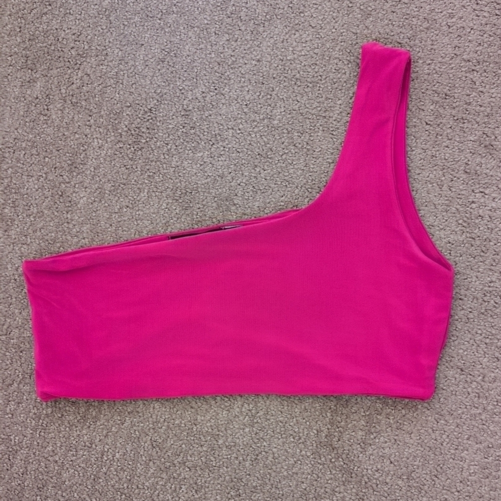 Pretty Little Thing One Strap/ Shoulder Hot Pink Crop Top